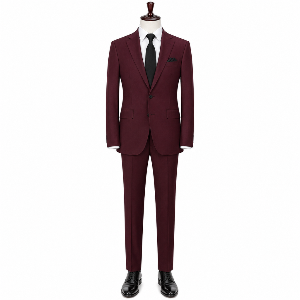 Burgundy Tailored Two-Piece Suit | Voonken Dowz
