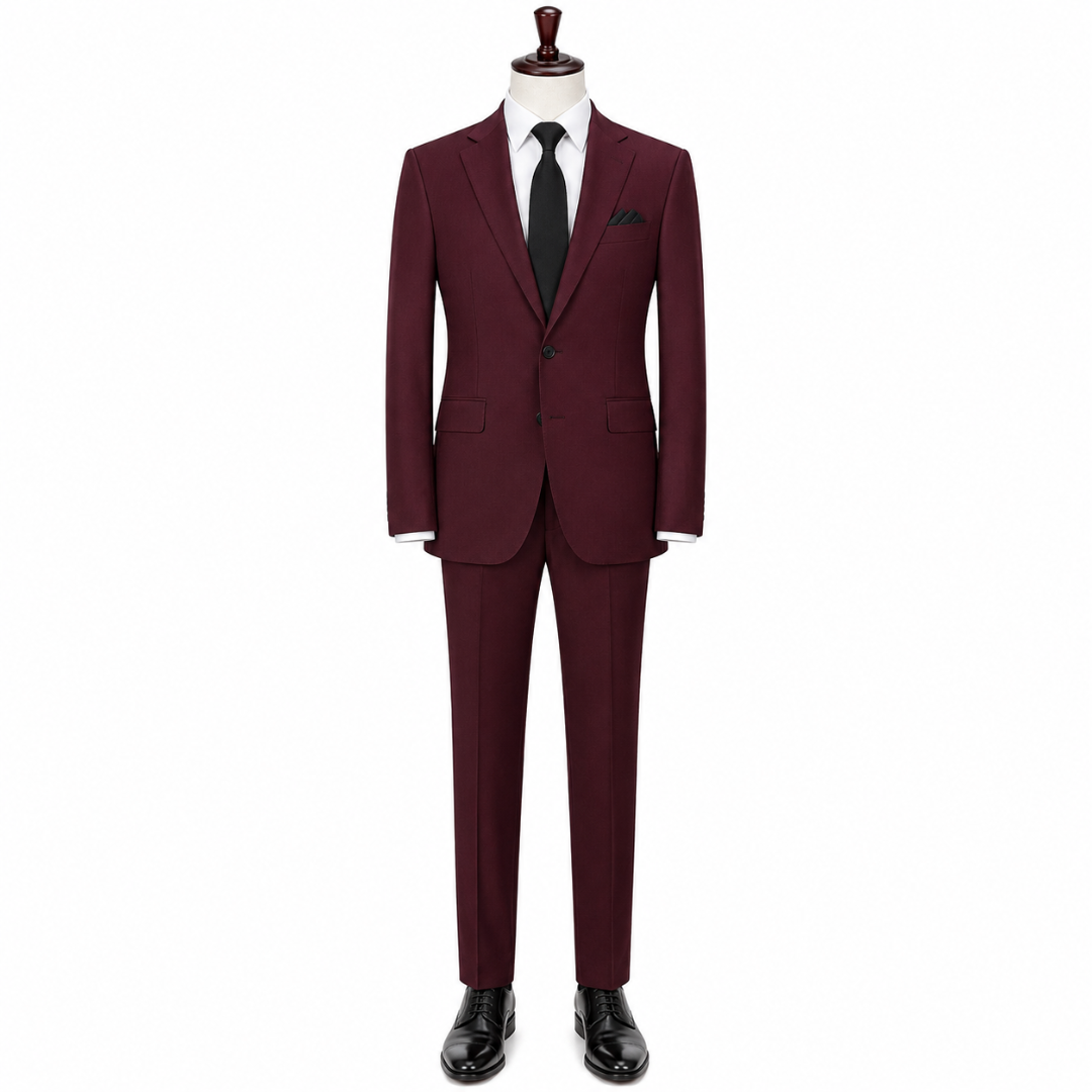 Burgundy Tailored Two-Piece Suit | Voonken Dowz