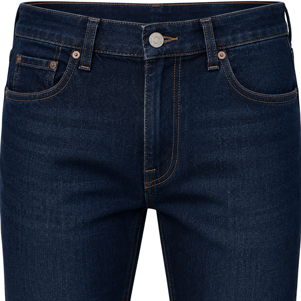 Dark Indigo Straight-Fit Denim Jeans | Voonken Dowz