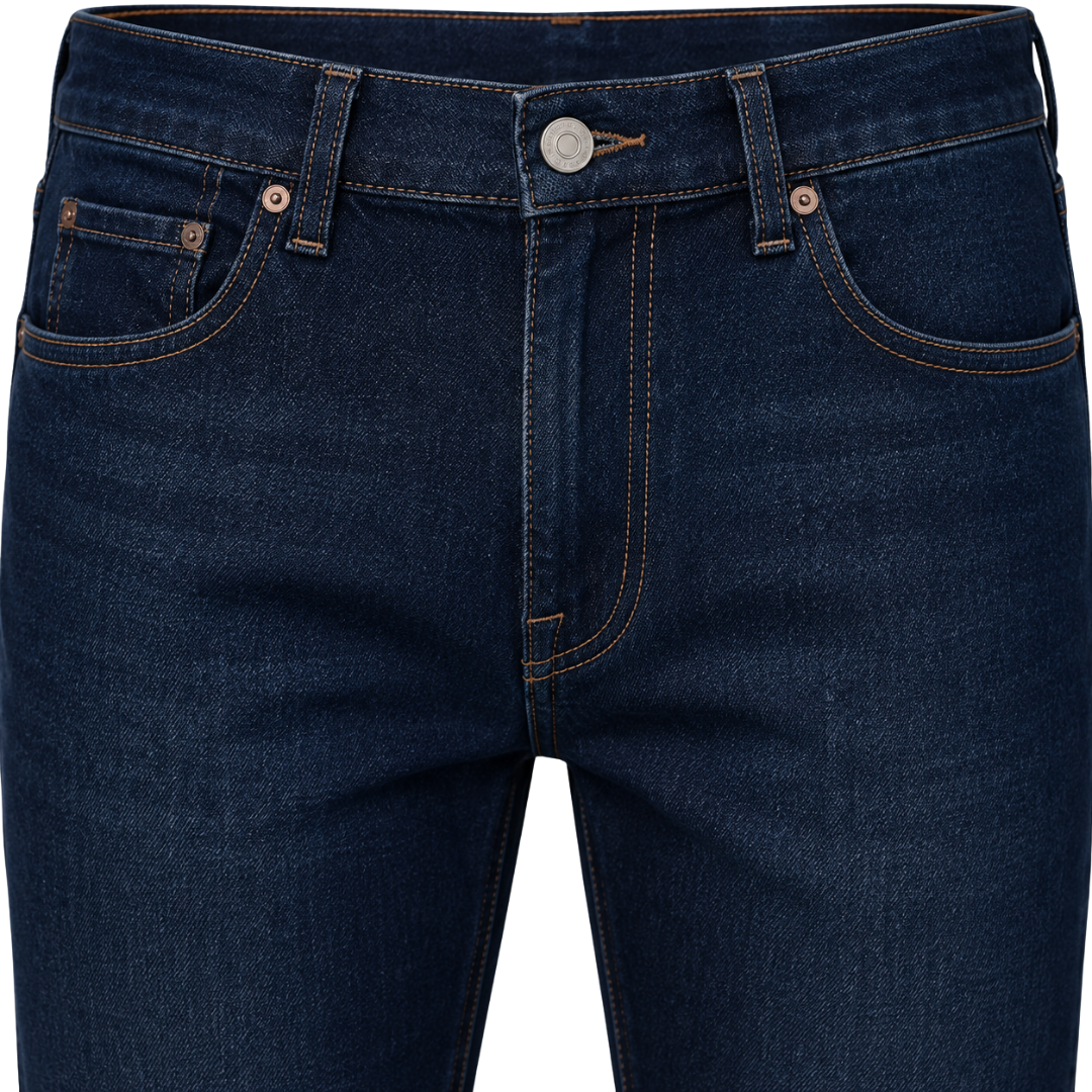 Dark Indigo Straight-Fit Denim Jeans | Voonken Dowz