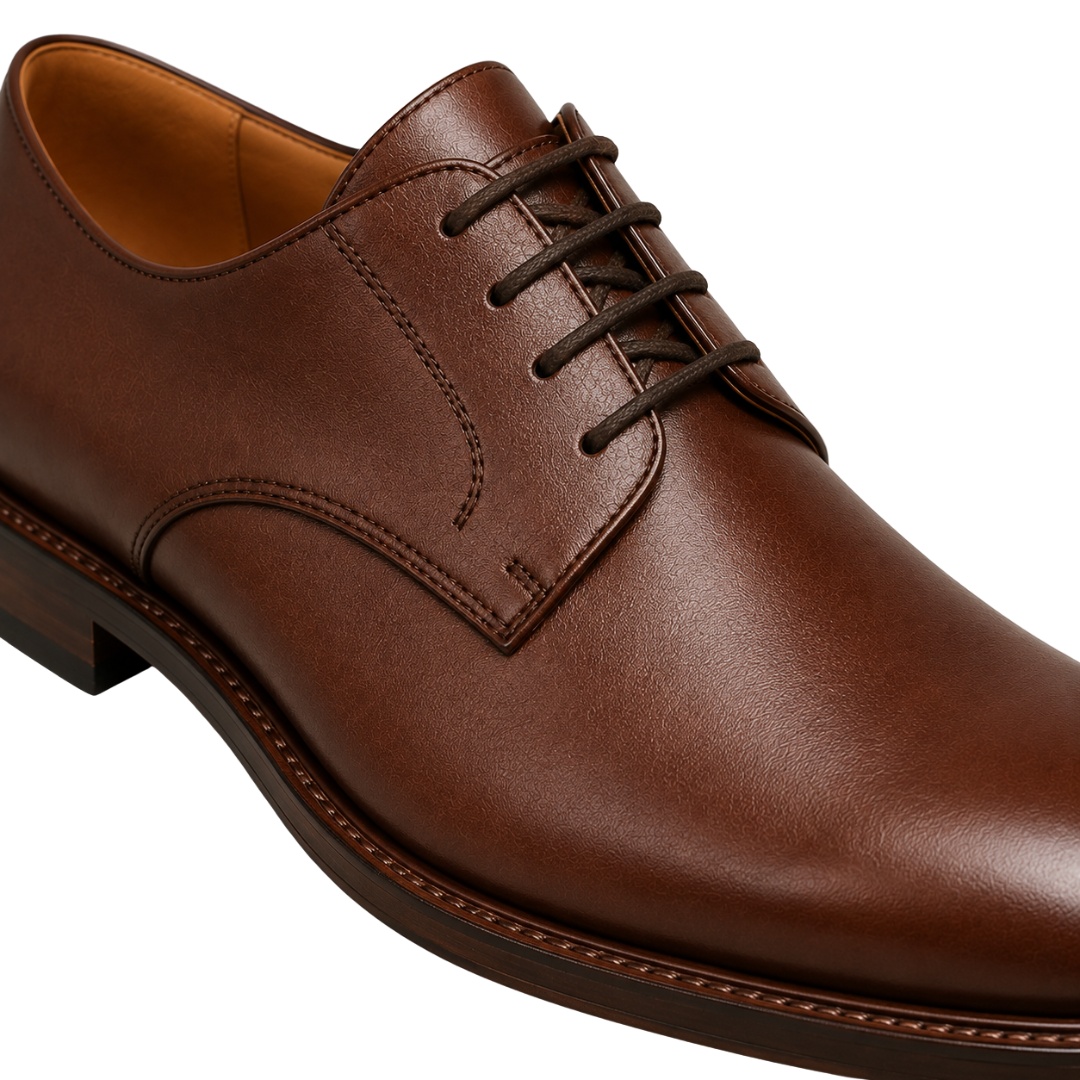 Chestnut Brown Leather Derby Shoes | Voonken Dowz