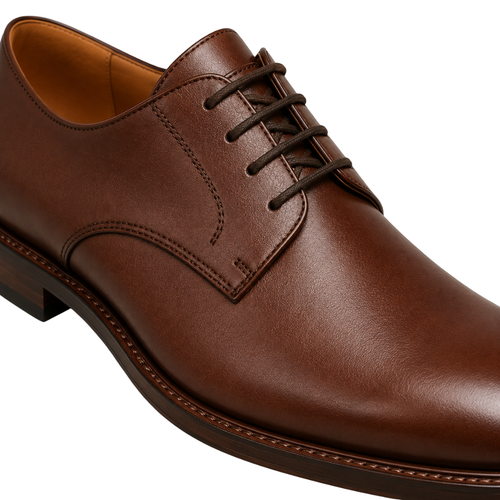 Chestnut Brown Leather Derby Shoes | Voonken Dowz