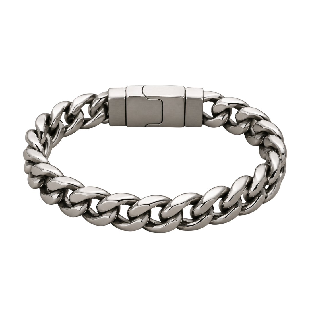 Chunky Polished Stainless Steel Cuban Bracelet | Voonken Dowz