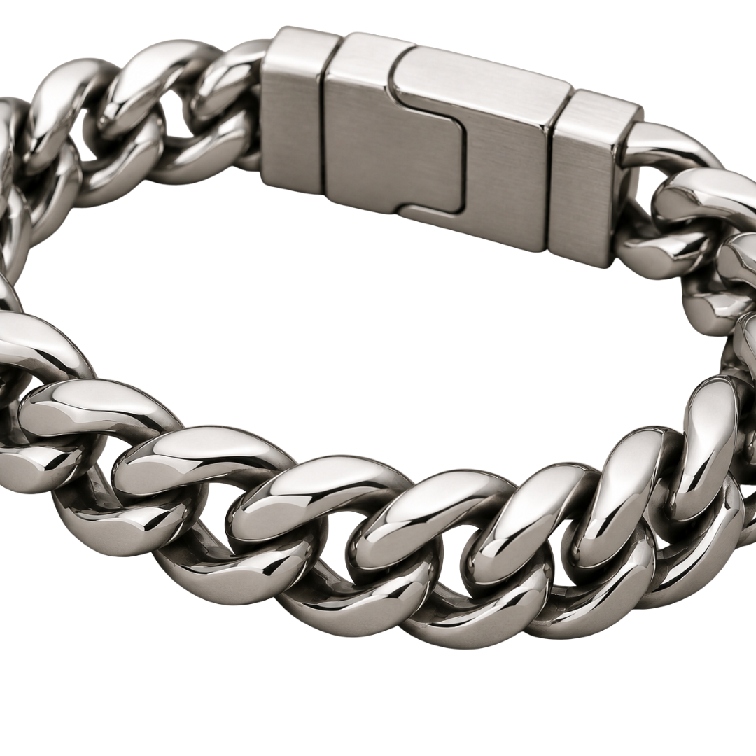 Chunky Polished Stainless Steel Cuban Bracelet | Voonken Dowz