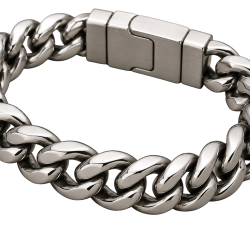 Chunky Polished Stainless Steel Cuban Bracelet | Voonken Dowz