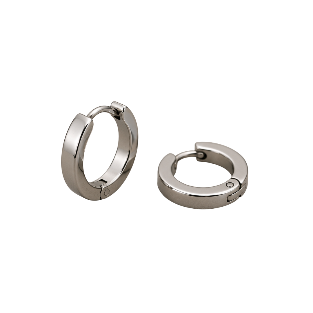 Polished Stainless Steel Huggie Earrings | Voonken Dowz