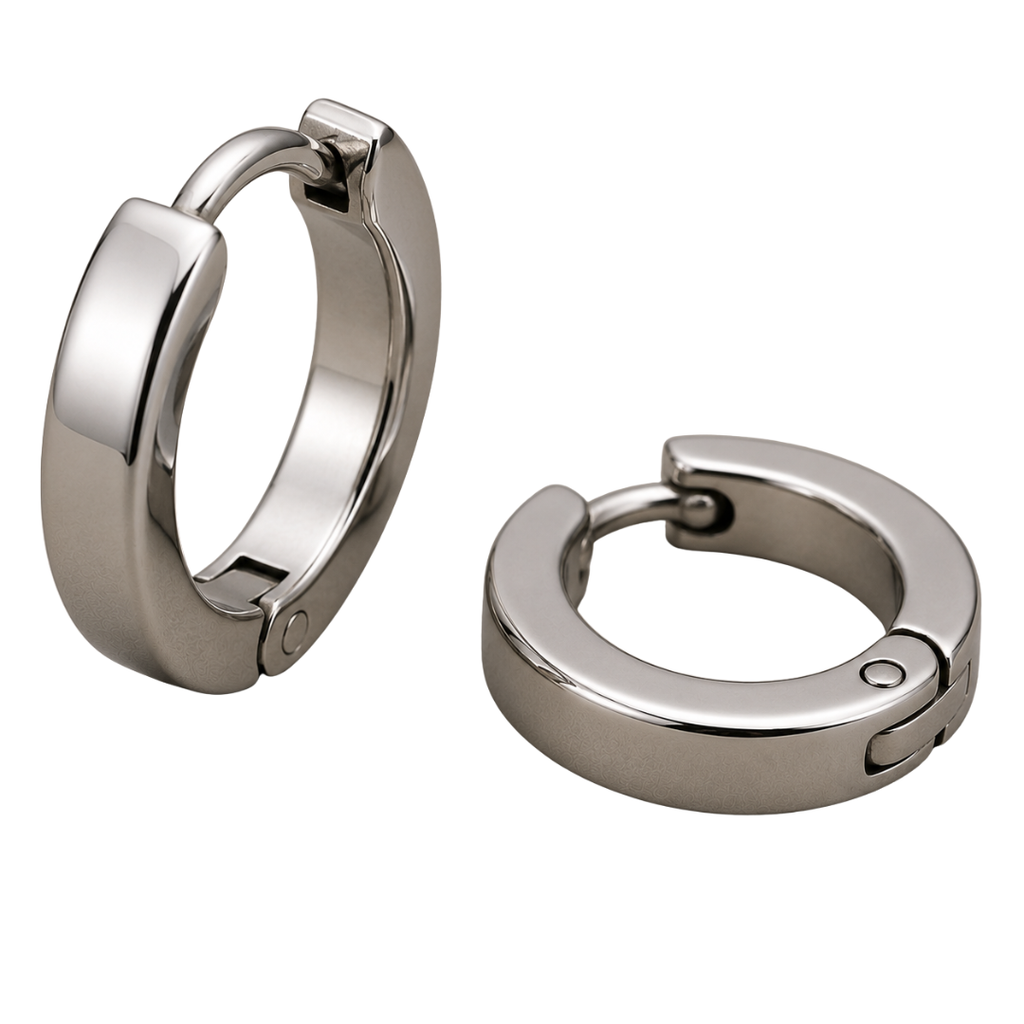 Polished Stainless Steel Huggie Earrings | Voonken Dowz