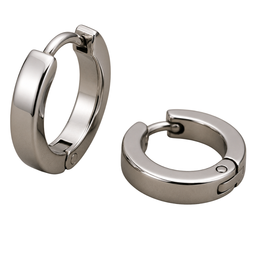 Polished Stainless Steel Huggie Earrings | Voonken Dowz