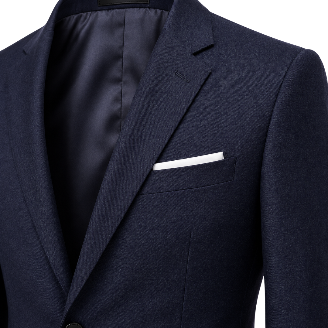 Navy Tailored Wool-Blend Blazer | Voonken Dowz