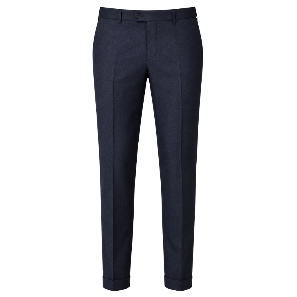 Navy Tailored Wool-Blend Dress Trousers | Voonken Dowz